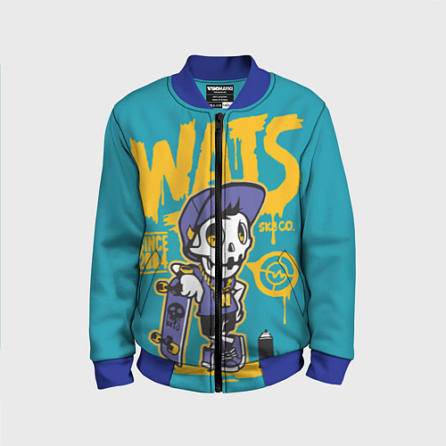 Детский бомбер Граффити Wats череп в кепке / 3D-Синий – фото 1
