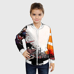Бомбер детский Афросамурай аниме, цвет: 3D-белый — фото 2