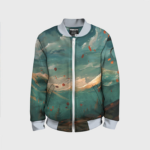 Детский бомбер Горы / 3D-Серый – фото 1