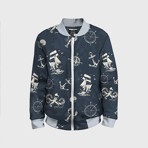 Детский бомбер Nautical art / 3D-Серый – фото 1