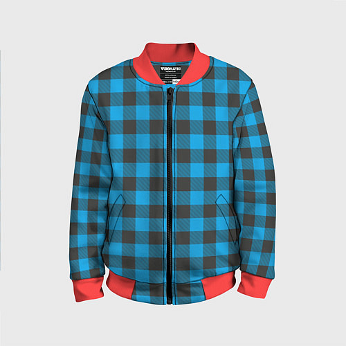 Детский бомбер Голубая клетка / 3D-Красный – фото 1