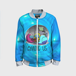 Бомбер детский Among Us карты, цвет: 3D-серый