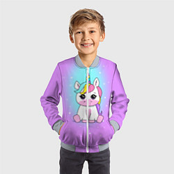 Бомбер детский Единорог, цвет: 3D-серый — фото 2