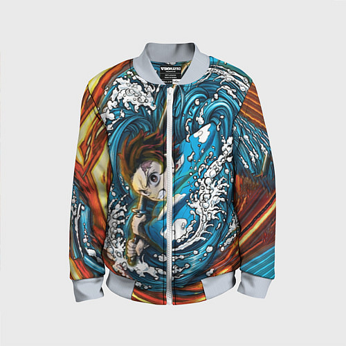 Детский бомбер Танджиро Камадо Клинок демонов / 3D-Серый – фото 1