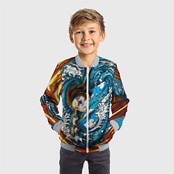 Бомбер детский Танджиро Камадо Клинок демонов, цвет: 3D-серый — фото 2