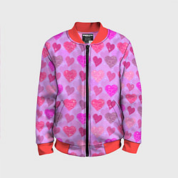 Бомбер детский Розовые сердечки, цвет: 3D-красный
