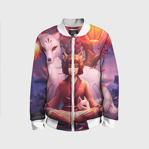 Детский бомбер Девушка-лиса / 3D-Белый – фото 1