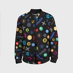 Бомбер детский ЛОГОТИПЫ КРИПТОВАЛЮТ Z, цвет: 3D-черный
