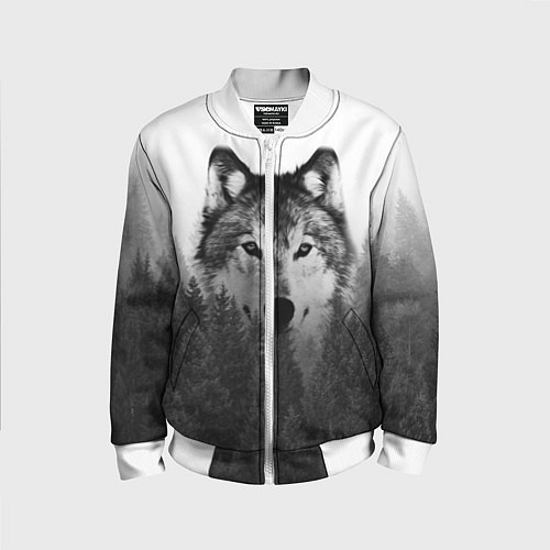 Детский бомбер Волк / 3D-Белый – фото 1