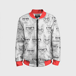 Бомбер детский Кошки в очках, цвет: 3D-красный