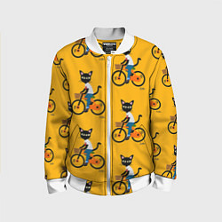 Бомбер детский Котики на велосипедах, цвет: 3D-белый
