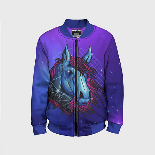 Детский бомбер Retrowave Neon Horse / 3D-Синий – фото 1
