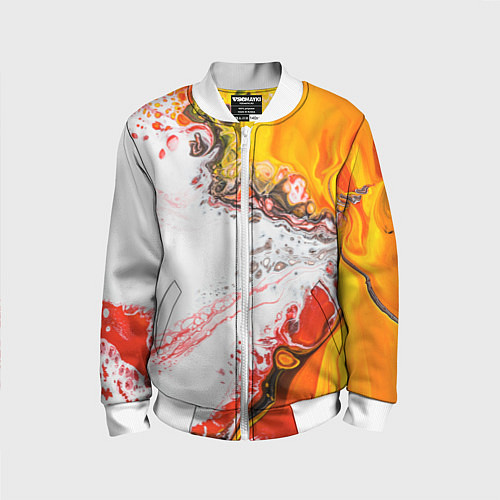 Детский бомбер Рисунок желтой краской / 3D-Белый – фото 1