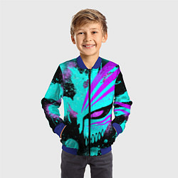 Бомбер детский БЛИЧ МАСКА ПУСТОГО НЕОН, цвет: 3D-синий — фото 2