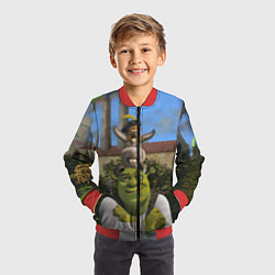 Бомбер детский Шрек, Кот и Осёл, цвет: 3D-красный — фото 2