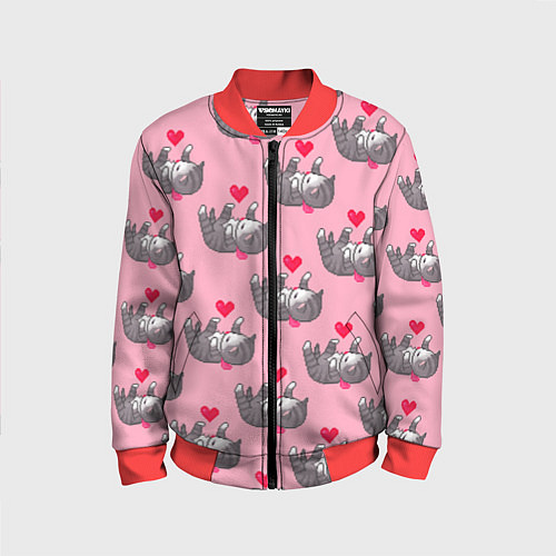 Детский бомбер Пиксельные котики / 3D-Красный – фото 1