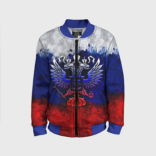 Детский бомбер Россия Russia Герб / 3D-Синий – фото 1