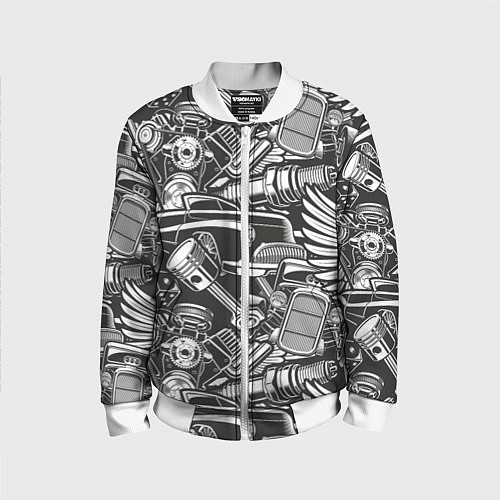 Детский бомбер Механика Автомобиль / 3D-Белый – фото 1