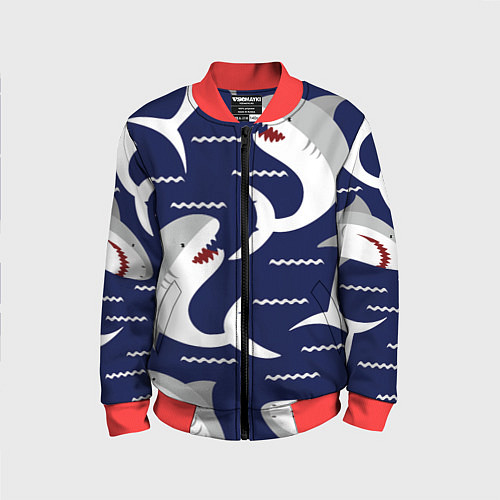 Детский бомбер Акулы / 3D-Красный – фото 1