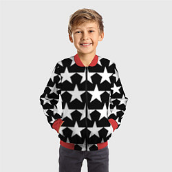 Бомбер детский Белые звёзды на чёрном фоне 2, цвет: 3D-красный — фото 2
