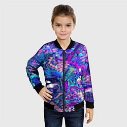 Бомбер детский Неоновые Звери, цвет: 3D-черный — фото 2