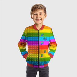 Бомбер детский POP it вертикальная надпись, цвет: 3D-красный — фото 2