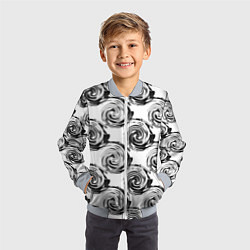 Бомбер детский Черно-белый абстрактный узор, цвет: 3D-серый — фото 2