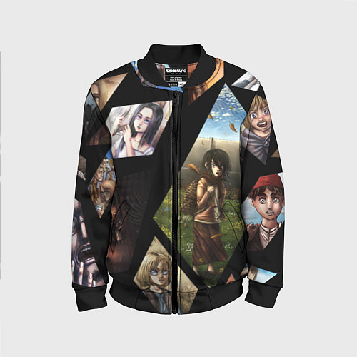 Детский бомбер Атака титанов портреты / 3D-Черный – фото 1