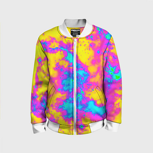 Детский бомбер Яркая абстракция космических красок / 3D-Белый – фото 1