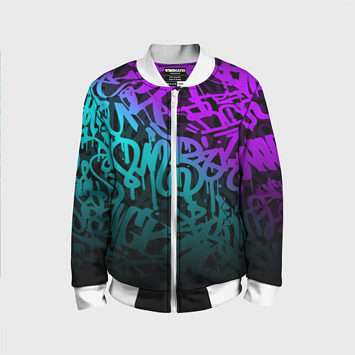 Детский бомбер НЕОНОВОЕ ГРАФФИТИ NEON / 3D-Белый – фото 1