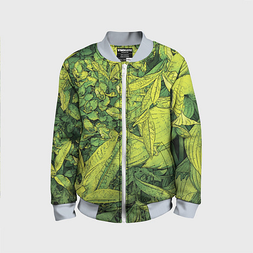 Детский бомбер Растительная жизнь - Хоста / 3D-Серый – фото 1