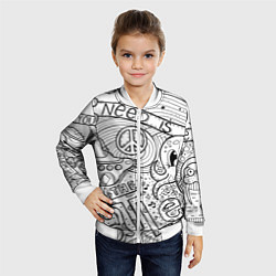 Бомбер детский All you need is The Beatles Раскраска, цвет: 3D-белый — фото 2