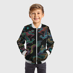 Бомбер детский Цветные драконы, цвет: 3D-белый — фото 2