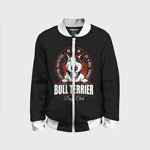 Детский бомбер Бультерьер Bull Terrier / 3D-Белый – фото 1
