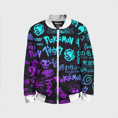 Детский бомбер ANIME LOGOBOMBING NEON НЕОН ЛОГО АНИМЕ / 3D-Белый – фото 1