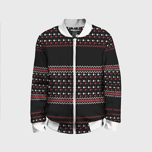 Детский бомбер НОВОГОДНИЙ ПАТТЕРН SWEATER / 3D-Белый – фото 1