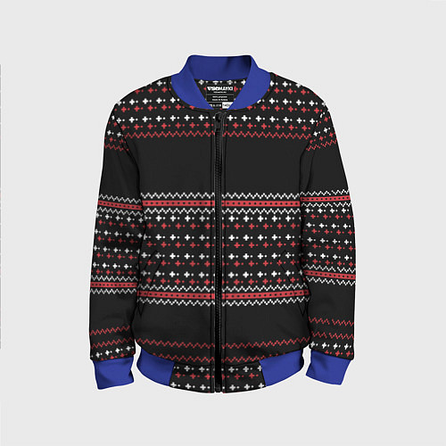 Детский бомбер НОВОГОДНИЙ ПАТТЕРН SWEATER / 3D-Синий – фото 1