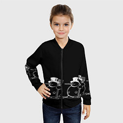 Бомбер детский Снеговик на черном фоне, цвет: 3D-черный — фото 2