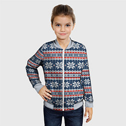 Бомбер детский Knitted Christmas Pattern, цвет: 3D-серый — фото 2