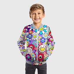 Бомбер детский Цветы Takashi Murakami, цвет: 3D-серый — фото 2