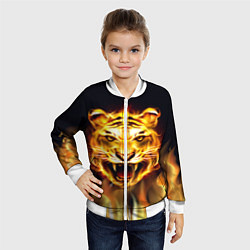 Бомбер детский Тигр В Пламени, цвет: 3D-белый — фото 2