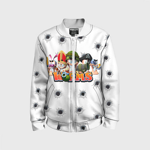 Детский бомбер Wormsчервяки / 3D-Белый – фото 1