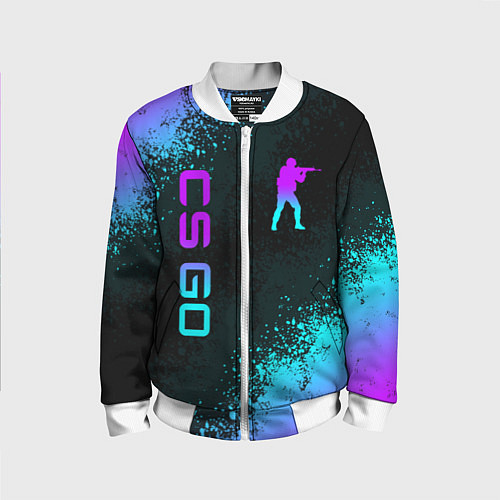 Детский бомбер CS GO NEON SYMBOL STYLE SKIN КС ГО НЕОН / 3D-Белый – фото 1