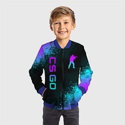 Бомбер детский CS GO NEON SYMBOL STYLE SKIN КС ГО НЕОН, цвет: 3D-синий — фото 2