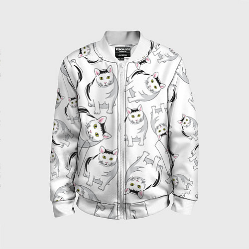 Детский бомбер КОТИКИ МЕМ МЯУ / 3D-Белый – фото 1