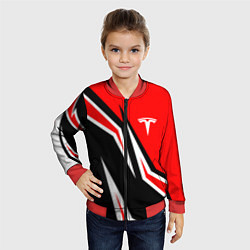 Бомбер детский TESLA MOTORS RED LINE ТЕСЛА, цвет: 3D-красный — фото 2