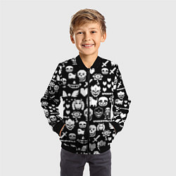 Бомбер детский UNDERTALE PATTERN БЕЛЫЙ, цвет: 3D-черный — фото 2