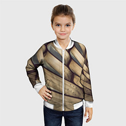Бомбер детский Текстура древесины, цвет: 3D-белый — фото 2