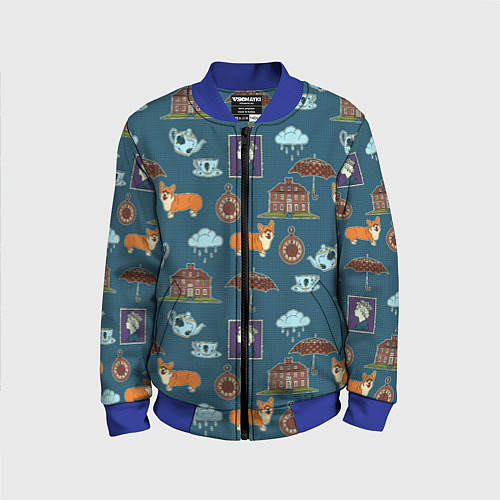 Детский бомбер Англия паттерн / 3D-Синий – фото 1