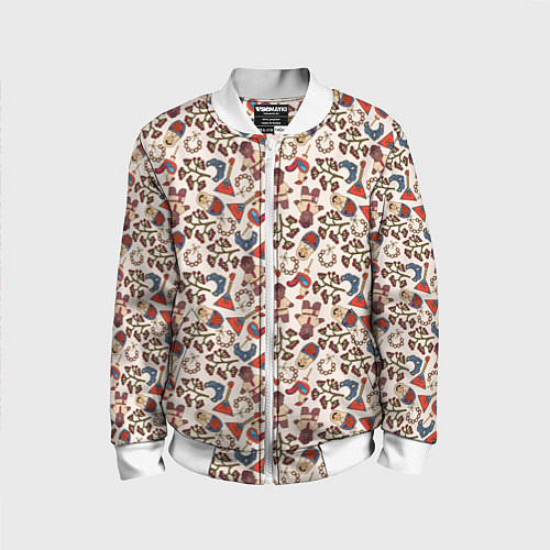 Детский бомбер Россия паттерн светлый / 3D-Белый – фото 1